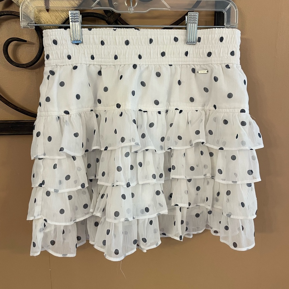 Gilly Hicks Black Polka Dot Tiered Mini Skirt